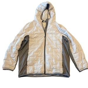Lands End Lightweight Insulated‎ Hooded Jacket Puffer Coat M P 10 12 Gray
